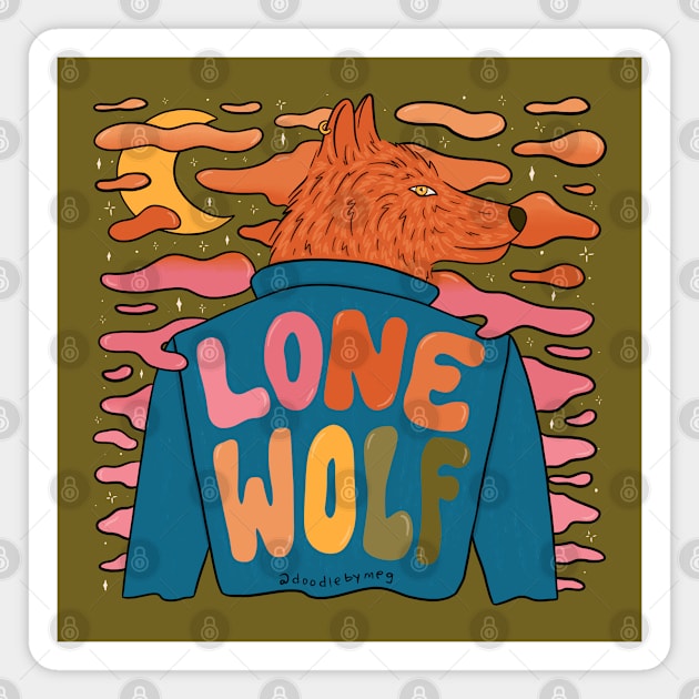 Lone Wolf Magnet by Doodle by Meg